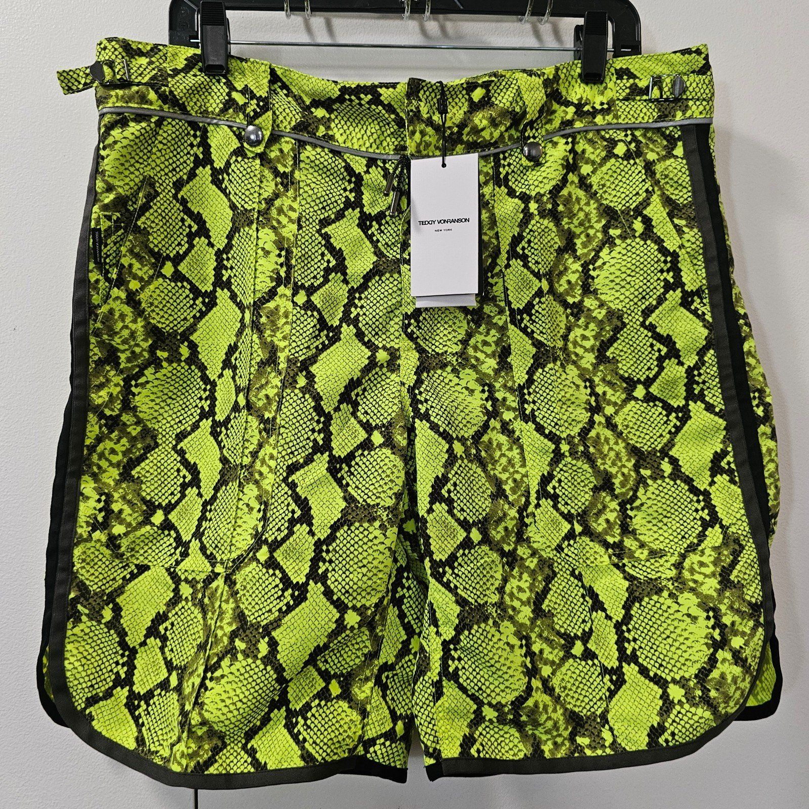 Teddy Vonranson Snakeskin Swim Shorts Trunks Green Men's Size 34 Msrp $345